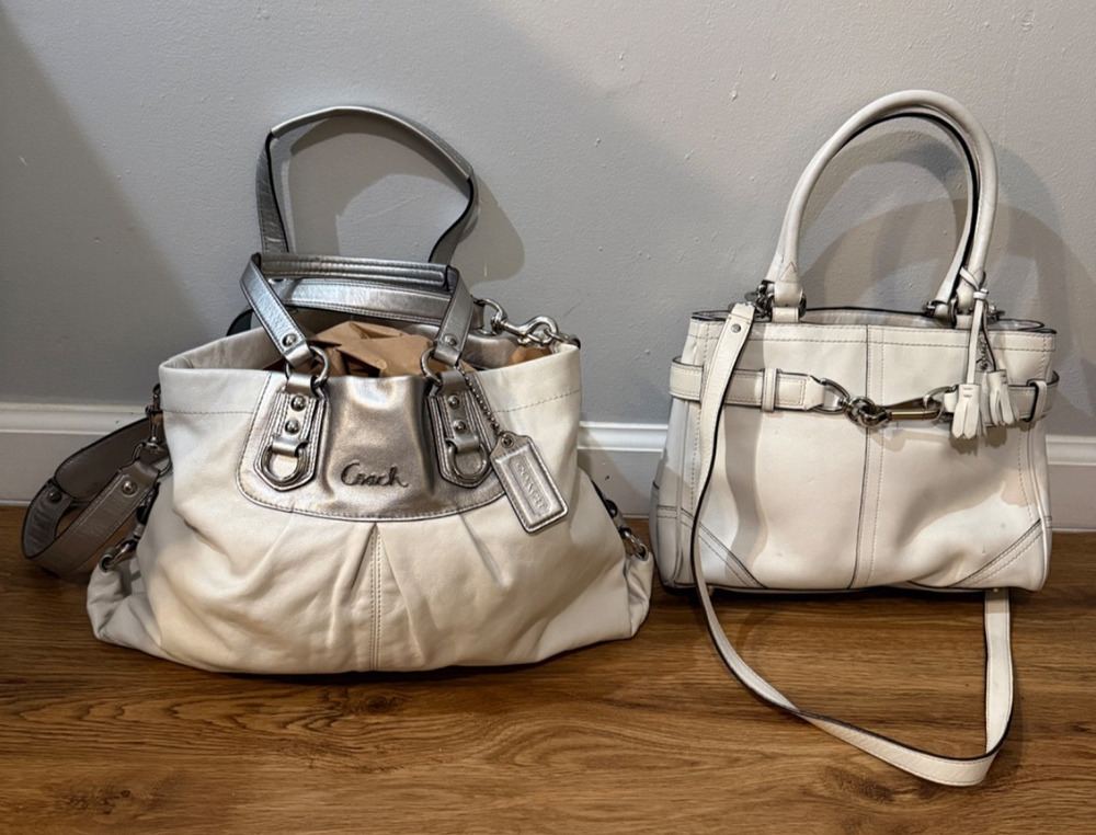 Coach Leather Purse Lot 2 Hamptons F08A70 Ashley F15513 White Silver